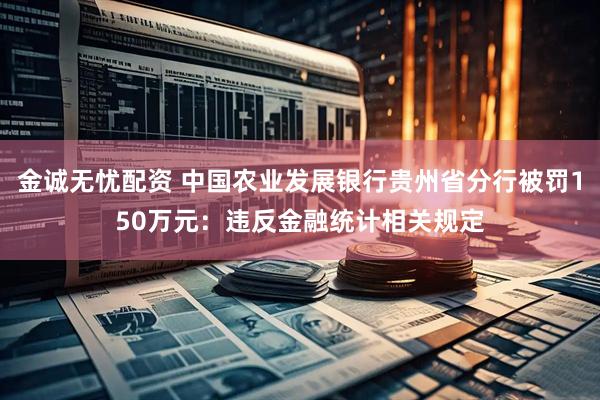 金诚无忧配资 中国农业发展银行贵州省分行被罚150万元：违反金融统计相关规定